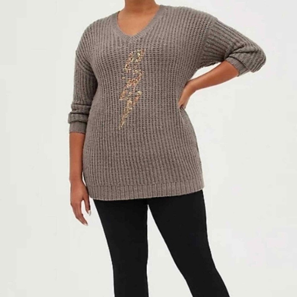Torrid Sweaters Slouchy Tunic Sweater With Lightning Bolt Torrid Size 0 12 L NWT